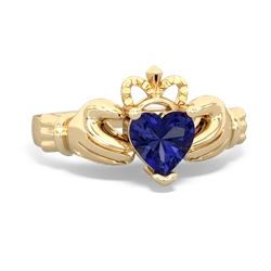 Lab Sapphire Claddagh 14K Yellow Gold ring R2370