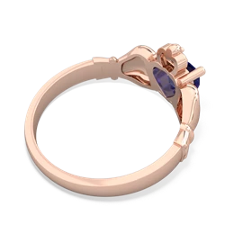 Lab Sapphire Claddagh Diamond Crown 14K Rose Gold ring R2372