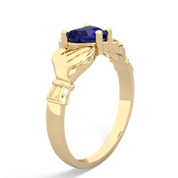 Lab Sapphire Claddagh Diamond Crown 14K Yellow Gold ring R2372