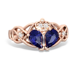 Lab Sapphire 'One Heart' Celtic Knot Claddagh 14K Rose Gold ring R5322