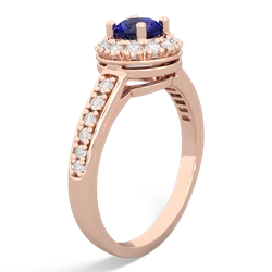 Lab Sapphire Diamond Halo 14K Rose Gold ring R5370