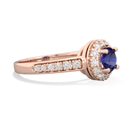 Lab Sapphire Diamond Halo 14K Rose Gold ring R5370