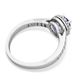 Lab Sapphire Diamond Halo 14K White Gold ring R5370