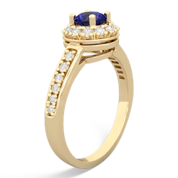 Lab Sapphire Diamond Halo 14K Yellow Gold ring R5370