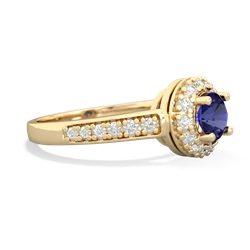 Lab Sapphire Diamond Halo 14K Yellow Gold ring R5370