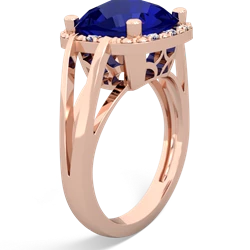 Lab Sapphire Art Deco Cocktail 14K Rose Gold ring R2498