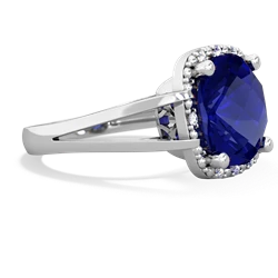 Lab Sapphire Art Deco Cocktail 14K White Gold ring R2498