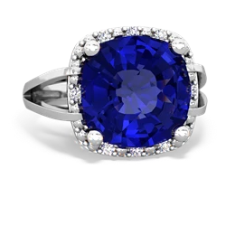 Lab Sapphire Art Deco Cocktail 14K White Gold ring R2498