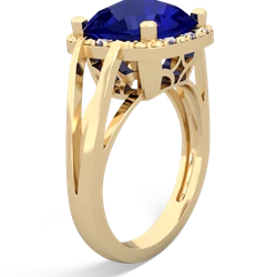 Lab Sapphire Art Deco Cocktail 14K Yellow Gold ring R2498