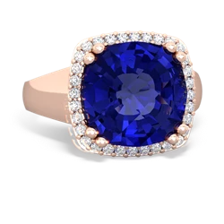 Lab Sapphire Halo Cocktail 14K Rose Gold ring R2544