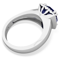 Lab Sapphire Halo Cocktail 14K White Gold ring R2544