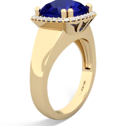 Lab Sapphire Halo Cocktail 14K Yellow Gold ring R2544