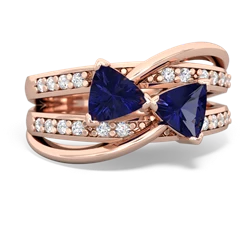 Lab Sapphire Bowtie 14K Rose Gold ring R2360