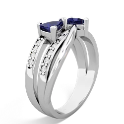 Lab Sapphire Bowtie 14K White Gold ring R2360