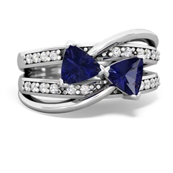 Lab Sapphire Bowtie 14K White Gold ring R2360