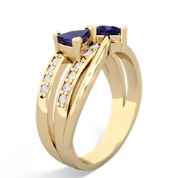 Lab Sapphire Bowtie 14K Yellow Gold ring R2360