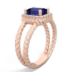 Lab Sapphire Rope Split Band 14K Rose Gold ring R2628