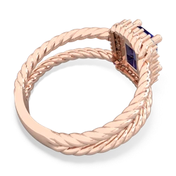 Lab Sapphire Rope Split Band 14K Rose Gold ring R2628