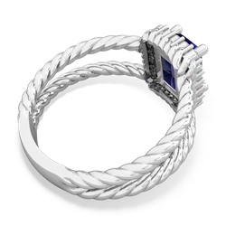 Lab Sapphire Rope Split Band 14K White Gold ring R2628