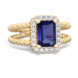 Lab Sapphire Rope Split Band 14K Yellow Gold ring R2628