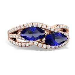 Lab Sapphire Diamond Rivers 14K Rose Gold ring R3070