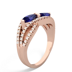 Lab Sapphire Diamond Rivers 14K Rose Gold ring R3070