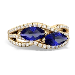 Lab Sapphire Diamond Rivers 14K Yellow Gold ring R3070