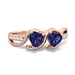 Lab Sapphire Side By Side 14K Rose Gold ring R3090