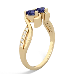 Lab Sapphire Side By Side 14K Yellow Gold ring R3090