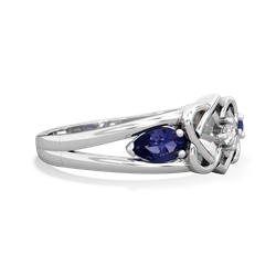 Lab Sapphire Hearts Intertwined 14K White Gold ring R5880