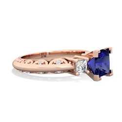 Lab Sapphire Art Deco Diamond Engagement 6Mm Princess 14K Rose Gold ring R2001