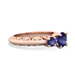 Lab Sapphire Art Deco Eternal Embrace Engagement 14K Rose Gold ring C2003