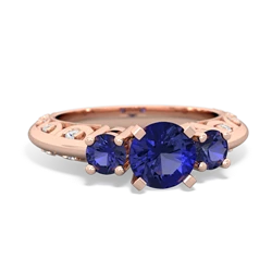 Lab Sapphire Art Deco Eternal Embrace Engagement 14K Rose Gold ring C2003