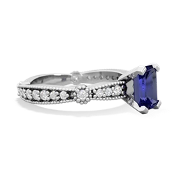 Lab Sapphire Sparkling Tiara 7X5mm Emerald-Cut 14K White Gold ring R26297EM