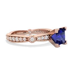 Lab Sapphire Sparkling Tiara 6Mm Princess 14K Rose Gold ring R26296SQ