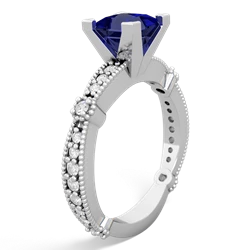 Lab Sapphire Sparkling Tiara 6Mm Princess 14K White Gold ring R26296SQ