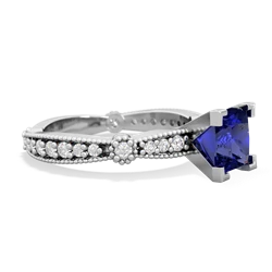 Lab Sapphire Sparkling Tiara 6Mm Princess 14K White Gold ring R26296SQ