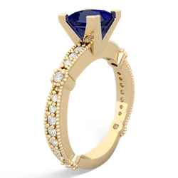 Lab Sapphire Sparkling Tiara 6Mm Princess 14K Yellow Gold ring R26296SQ