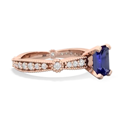 Lab Sapphire Sparkling Tiara 7X5mm Emerald-Cut 14K Rose Gold ring R26297EM