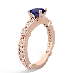 Lab Sapphire Sparkling Tiara 7X5mm Oval 14K Rose Gold ring R26297VL