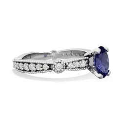 Lab Sapphire Sparkling Tiara 7X5mm Oval 14K White Gold ring R26297VL