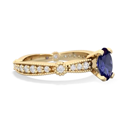 Lab Sapphire Sparkling Tiara 7X5mm Oval 14K Yellow Gold ring R26297VL