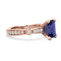 Lab Sapphire Sparkling Tiara 8X6 Emerald-Cut 14K Rose Gold ring R26298EM