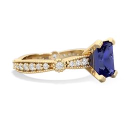 Lab Sapphire Sparkling Tiara 8X6 Emerald-Cut 14K Yellow Gold ring R26298EM