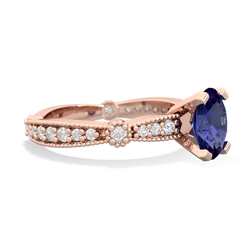 Lab Sapphire Sparkling Tiara 8X6 Oval 14K Rose Gold ring R26298VL