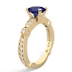 Lab Sapphire Sparkling Tiara 8X6 Oval 14K Yellow Gold ring R26298VL