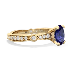 Lab Sapphire Sparkling Tiara 8X6 Oval 14K Yellow Gold ring R26298VL