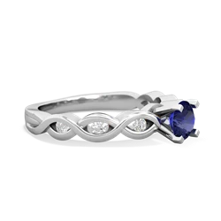 Lab Sapphire Infinity 5Mm Round Engagement 14K White Gold ring R26315RD