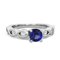 Lab Sapphire Infinity 5Mm Round Engagement 14K White Gold ring R26315RD