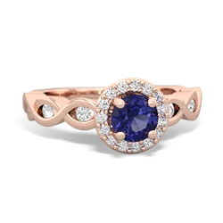 Lab Sapphire Infinity Halo Engagement 14K Rose Gold ring R26315RH